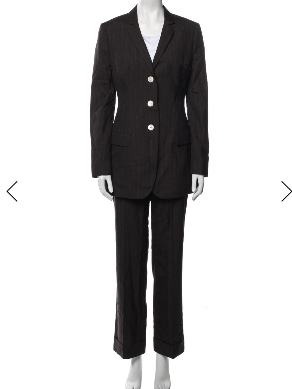 Dolce & Gabbana Vintage 90s Women's Espresso Pinstripe Blazer & Trouser Suit - S